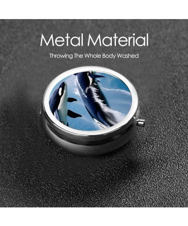 Whale Printed Mini Round Pill Box | 3 Compartment Travel Pill Organizer | Portable Medicine Case for Home & Office - Buy Online on GoSupps.com