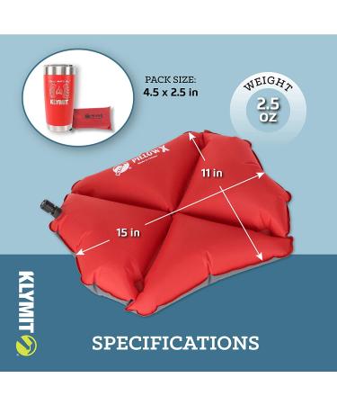 Klymit Pillow X: Lightweight Inflatable Travel Pillow for Backpacking, Hammock, and Camping - Red - Buy Online on GoSupps.com