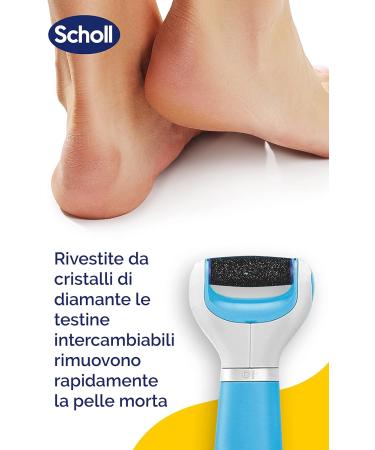 Scholl Velvet Smooth Electric Pedicure - Cracked Heels Treatment with Diamond Crystals - Light Blue - 1 Pack - Buy Online on GoSupps.com