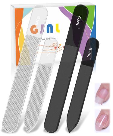 2Pcs Glass Nail Files & 2Pcs Nano Glass Files - Gifts for Women Mother Professional Glass File with Case Double Sided Upgrade Glass File for Natural Nails
