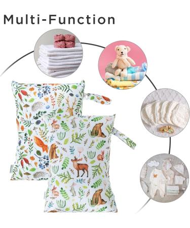 HBSelect 2PC Waterproof Diaper Bag - Reusable with Zipper Wet Wipes Organizer for Babies & Toddlers - Forest Design - Buy Online on GoSupps.com