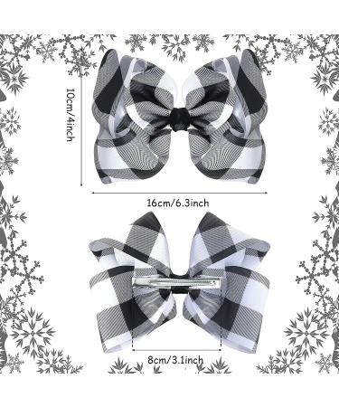 Syhood Christmas 6.3 inch Large Bows with Alligator Clips - Black White Plaid Hair Accessories for Girls & Women - Perfect for Christmas Party - Buy Online on GoSupps.com