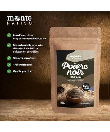 Monte Nativo Ground Black Pepper (500g) - Ground Black Pepper - Pure Natural Ground Pepper Ideal for Cooking - Black Pepper - Buy Online on GoSupps.com