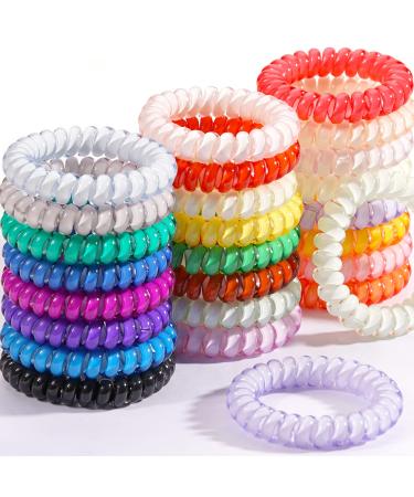 Spiral Hair Ties, DeD 24 Pcs No Crease Hair Ties,Phone Cord Elastic Hair Ties,Candy Colors Spiral Hair Coils Hair Ties,Colorful Ponytail Holders Hair Accessories for Women Girls 24 Count (Pack of 1) Candy color-medium