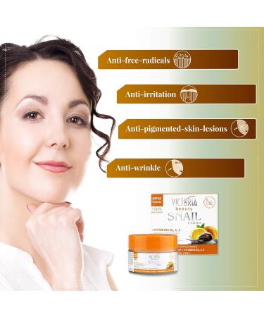 Victoria Beauty Snail Cream with Vitamin C | Anti-Aging Face & Eye Cream for Wrinkles & Dark Circles | 50ml Facial Care - Buy Online on GoSupps.com