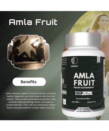 Organic Amla Capsules Natural Vitamin C Supplement for Immunity Skin and Hair Health 60 Capsules 60 Count (Pack of 1) - Buy Online on GoSupps.com
