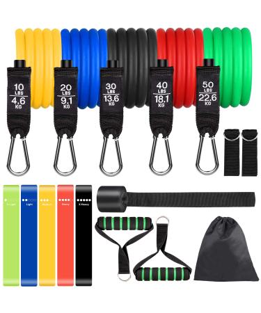 Sensyne Resistance Bands Set 16PCS Exercise Band for Working Out Up to 150 lbs for Indoor and Outdoor Sports Fitness Suspension Speed Strength Baseball Softball Training Home Gym Yoga
