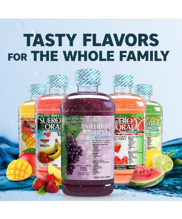 Suero Oral Electrolyte Solution - Electrolytes Drink Hydration Booster & Rehydration Drink for Kids & Adults Hydrates Replenishes Energizes Grape Flavor 1 Liter (4 Pack) - Buy Online on GoSupps.com