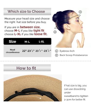 Wide Brim Straw Panama Hat Fedora for Women/Men | UPF Sun Protection Beach Hat in Khaki-Beige | Medium-Large Size - Buy Online on GoSupps.com