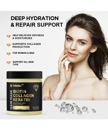 Biotin Collagen Keratin Treatment - USA Made Natural Hair Mask for Repair & Nourishment - 8 oz - Buy Online on GoSupps.com