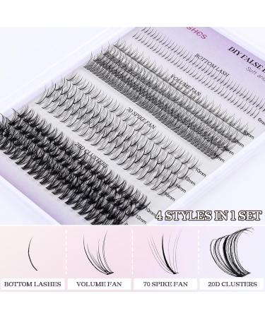 Premium D Curl Lash Clusters - Volume Fan & 20D Multi-Type Eyelash Extensions | DIY Spiky Wispy Natural Lashes for Stunning Looks - Buy Online on GoSupps.com