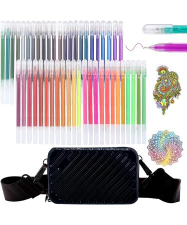Gel Pens Set 60 Pcs Fine Tip with 48 Glitter & 12 Pastel Colors - Ideal for Coloring, Drawing, Crafts - 150% More Ink - Kids & Adults - Buy Online on GoSupps.com