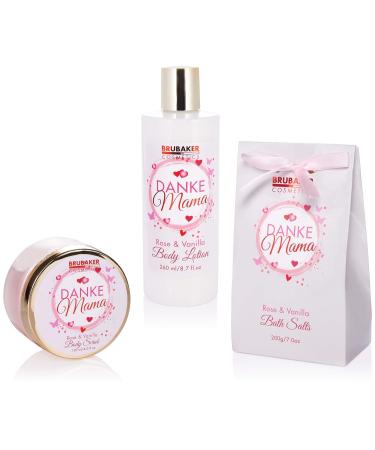 Brubaker Cosmetics XXL Bath & Shower Set - Thanks Mama Gift Set with Roses & Vanilla Fragrance - Perfect Mother's Day Gift in Decorative Pink Basket - Buy Online on GoSupps.com