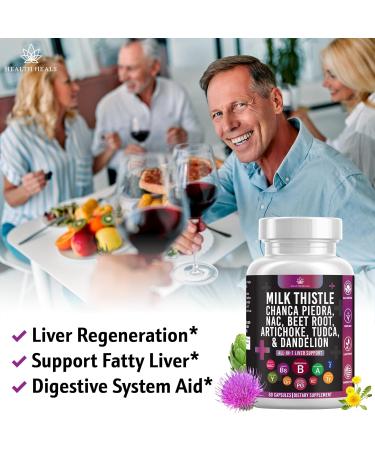 Milk Thistle NAC Chanca Piedra Beet Root Artichoke Dandelion Root - Liver Supplement Plus Astragalus TUDCA Choline & Ginger- 120 Count 60 Count (Pack of 2) - Buy Online on GoSupps.com