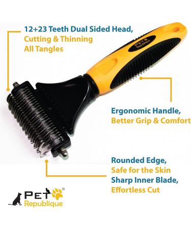 Pet Republique Dematting Tool for Dogs, Cats, Rabbits - 12+23 Teeth Mat Remover & De-matting Comb - Buy Online on GoSupps.com