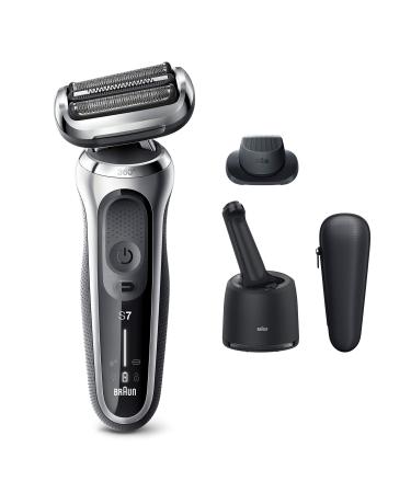 Braun Electric Razor for Men Flex Head Foil Shaver with Precision Beard Trimmer, Rechargeable, Wet & Dry, 4in1 SmartCare Center and Travel Case, Silver 7071cc