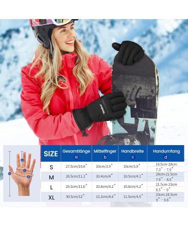 Atercel Waterproof Ski Gloves - 3M Thinsulate Warm Touchscreen Winter Gloves for Men & Women | Perfect for Skiing Snowboarding Snowmobiling & Winter Hiking - Black M - Buy Online on GoSupps.com