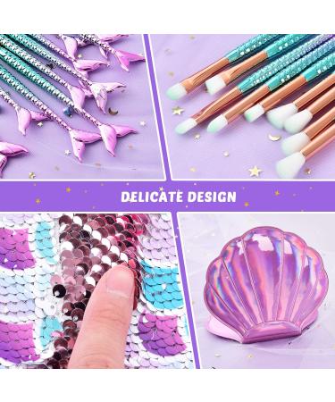 Mermaid Makeup Brush Set with Cosmetic Bag - 13 PC Beauty Tools and Sequins Case - Buy Online on GoSupps.com