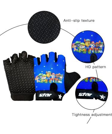 Children's Fingerless Bicycle Gloves - Summer Gel BMX Gloves for Boys & Girls 5-10 Years - Blue Hiking & Scooter Wheel Gloves - Buy Online on GoSupps.com