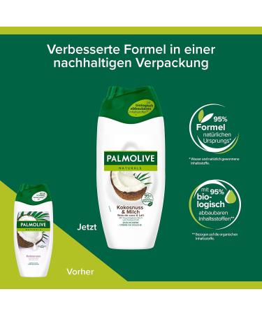Palmolive Shower Gel Naturals Coconut & Milk 6x250ml | Moisturising Cream Shower Gel for Delicate Skin | Buy Online - International Shipping - Buy Online on GoSupps.com