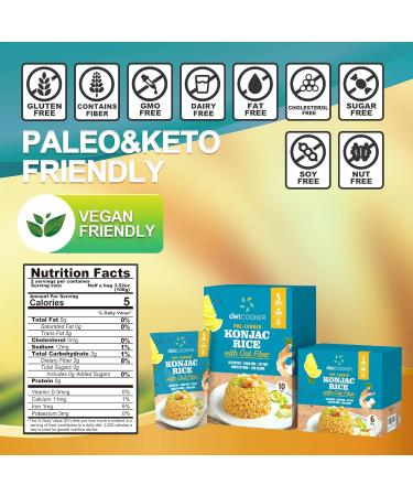 Shirataki Rice Diet Cooker - 6 Pack Konjac Rice for Keto & Vegan Diets - Low Calorie, Zero Net Carbs - Odor Free, Oat Fiber Infused - 9.52 oz - Buy Online on GoSupps.com