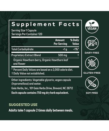 Gaia Herbs Hawthorn Supreme - Heart Health Support Supplement - 120 Vegan Liquid Capsules - Buy Online on GoSupps.com