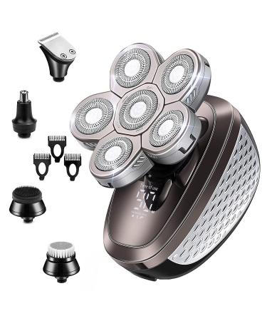 Electric Razor for Men 5 in 1 Men's Electric Shaver Touch Sensing 6 Heads LCD Waterproof Rechargeable Razor Beard Trimmer Bald Shaver Body Razor 5-in-1-grey
