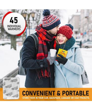 Super Long Lasting Large Hand & Body Warmers - Up to 18 Hours Heat - Natural & Odorless - 45 Pack - Buy Online on GoSupps.com