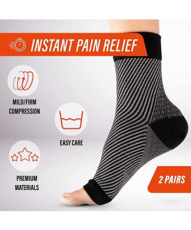 Fit Nation Plantar Fasciitis Support Socks (2 Pairs) - Ultimate Compression Sleeves for Aching Feet - L-XL Black - Buy Online on GoSupps.com