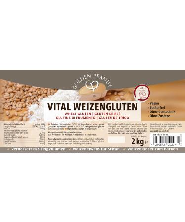 Golden Peanut Vital Wheat Gluten 2kg - Natural Vegetable Thickener | White Protein for Seitan & Baking | Low-Calorie Cooking Ingredient - Buy Online on GoSupps.com