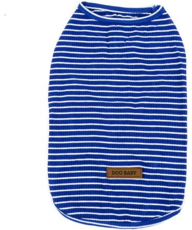 Zunea Striped Dog Shirt for Small Dogs & Cats - Soft Cotton Summer Tank Top - Blue - Size L (1 Pack) - Buy Online on GoSupps.com