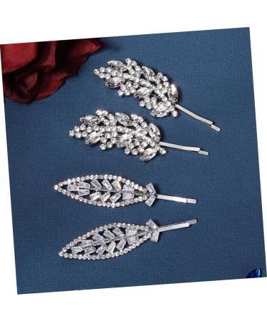 Ipetboom 4 Pairs Rhinestone Hair Clip Hair Barrettes for Women Rhinestone Hair Barrette Silver Hair Clips Silver Headpiece Bridal Hair Accessories Bobby Pin Zinc Alloy Bang Clip Girl Wild - Buy Online on GoSupps.com