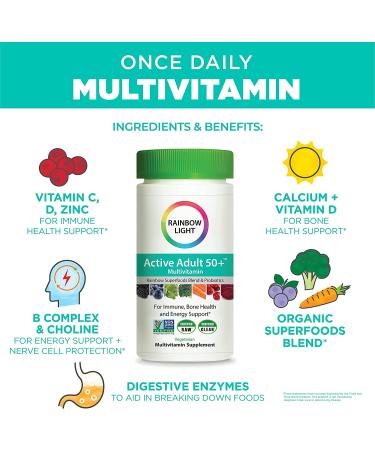 Rainbow Light Active Adult 50+ Multivitamins - 180 Tablets for Optimal Health - Buy Online on GoSupps.com
