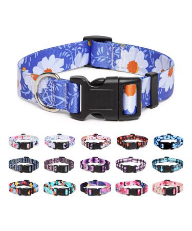 Suredoo dog collar soft & comfort nylon dogs collar for small medium large dog puppies (m daisy) m (neck circumference 33-55 cm width 2 cm) daisy