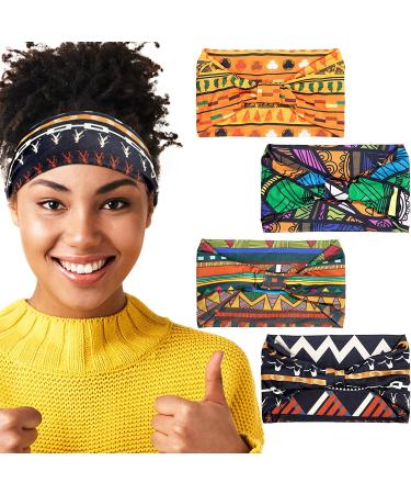 African Headbands 4-Pack: Knotted Wide Yoga Stretch Bandeau & Headwrap - Vintage Series for Women and Girls - Hair Accessories - Buy Online on GoSupps.com