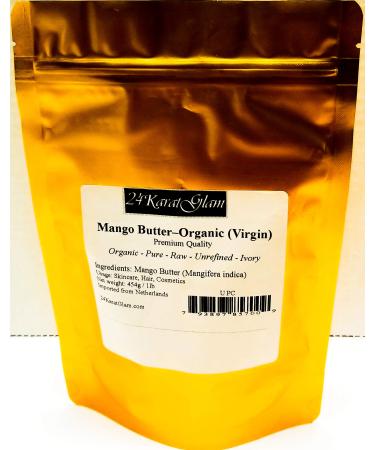 Mango Butter Organic (Virgin) 16 oz / 454g Premium Quality Organic - Pure - Raw - Unrefined - Ivory (16 oz / 454g)