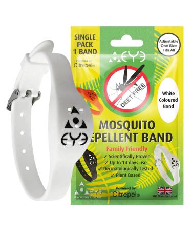 THEYE Mosquito Repellent Bracelet - Anti Mosquito Bracelet for Adults Children Kids - 100% Natural Deet Free Mosquito Repellent Bands - Provides Up to 2 Weeks Protection - Adjustable Wristband Adjustable White