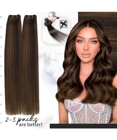 Moresoo Double Weft Sew in Human Hair Extensions 24 Inch Darkest Brown/Chestnut Brown #P2/8 - 100g/Pack | Real Hair Sew in Extensions - Buy Online on GoSupps.com