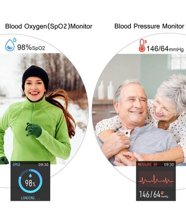 Popglory Smartwatch with Blood Pressure, Oxygen & Heart Rate Monitor - Full Touch Fitness Tracker for Android & iOS - Men Women Black - Buy Online on GoSupps.com
