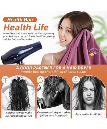 ROMASA Kids Microfiber Hair Drying Towel Wrap - Super Absorbent Turban for Girls & Women - Perfect Shower Gift (Blue & Purple Star - Buy Online on GoSupps.com