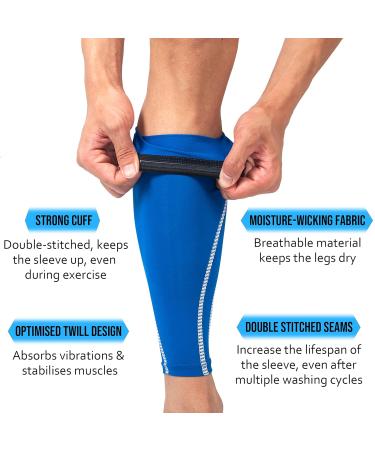 360 RELIEF Compression Calf Sleeves for Men and Women | Shin Splints Muscle Cramps Workout Support | Running Hiking Marathon | M L XL | Blue L-Single - Buy Online on GoSupps.com