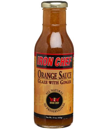IRON CHEF Orange Sauce Glaze with Ginger, All Natural, Kosher, 15-Ounce Glass Bottles (Pack of 3) 15 Ounce (Pack of 3)