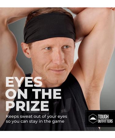 Mens Sweat Bands - Performance Headband for Sports, Cycling, Football - 2 Pack Black - Buy Online on GoSupps.com