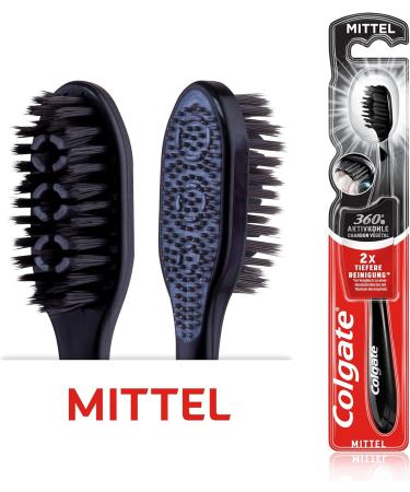 Colgate 360 Activated Carbon Toothbrush - Medium-Hard Bristles & Tongue Cleaner - Pack of 2 for Superior Oral Care - Buy Online on GoSupps.com