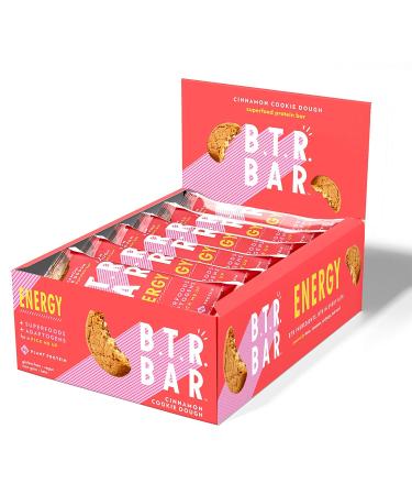 B.T.R. Bar Superfood Keto Protein Bars - Plant Based Vegan Protein - Low Carb & Calorie - Gluten Free - No Sugar Alcohols - Cinnamon Cookie Dough ENERGY (12 Pack) - Buy Online on GoSupps.com