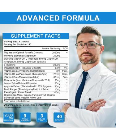 Max Absorption Magnesium L-Threonate Complex 2000mg - Nerv Calm & Mood Support Supplement - 120 Count - Buy Online on GoSupps.com