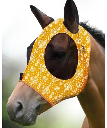 Harrison Howard Super Comfort Stretchy Fly Mask Large Eye Space With Uv Protection Skin With Breadity Gelber Ethnic Style Large Yellow Ethnic Style
