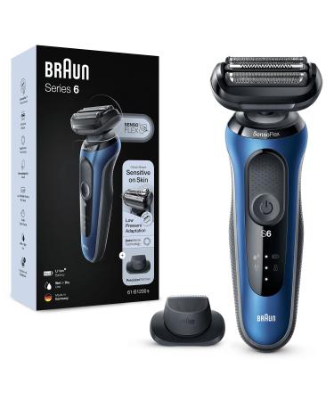 Braun Series 6 Electric Shaver for Men with Precision Trimmer Wet & Dry UK 2 Pin Plug 60-B1200s Blue Razor 60-B1200s Single