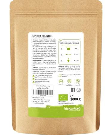 Organic Green Sencha Tea 1000g | Aromatic Loose Cut | 100% Natural | BioKontor - Buy Online on GoSupps.com