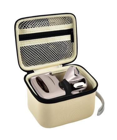 Case for Skull Shaver Electric Pitbull Pro Razor, Hard Travel Rotary Men Head Shavers Beard Trimmer Storage Carrying Box with Zipper Mesh Pocket for Men's Gold Pro Mustache Grooming Kit, Beige-Only